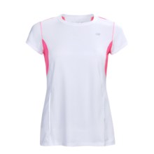 New Balance Color-Block Tempo Shirt - UPF 20+, Short Sleeve (For Women) in White/Pink Shock - Closeouts