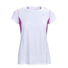 New Balance Color-Block Tempo Shirt - UPF 20+, Short Sleeve (For Women) in White/Vivid Viola - Closeouts