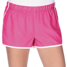 New Balance Momentum Shorts - Built-In Brief (For Women) in Pink/White/Black - Closeouts