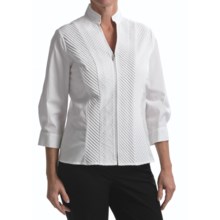 Nexx Mitered Pintuck Shirt - Zip Front, 3/4 Sleeve (For Women) in White - Closeouts