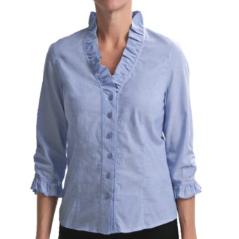 Nexx Ruffled Chambray Shirt - Cotton, 3/4 Sleeve (For Women) in Chambray