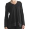 Nicole Miller Satin-Trimmed Swing Shirt - Long Sleeve (For Women) in Jet Black