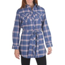 Nina Capri Flannel Tunic Shirt - Removable Belt, Long Sleeve (For Women) in Purple Plaid - Closeouts