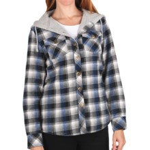 Nina Capri Missy Flannel Shirt Jacket - Thermal Lining (For Women) in Grey/Blue - Closeouts