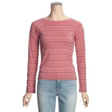 Nina Capri Striped Shirt - Boat Neck, Long Sleeve (For Women) in Salmon - Closeouts