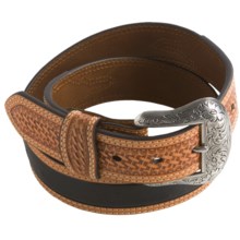 Nocona Ostrich Print Belt - Leather (For Men) in Black - Closeouts