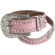 Nocona Scalloped Rhinestone Belt (For Girls) in Pink - Closeouts