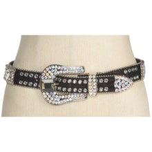 Nocona Snake Print Rhinestone Belt - Leather (For Women) in Black - Closeouts