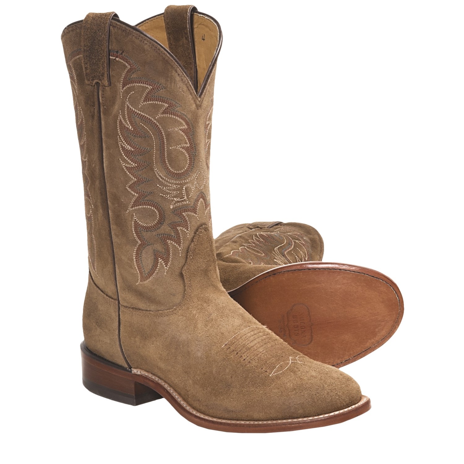 Nocona Waxy Suede Cowboy Boots - Round Toe, Walking Heel (For Men