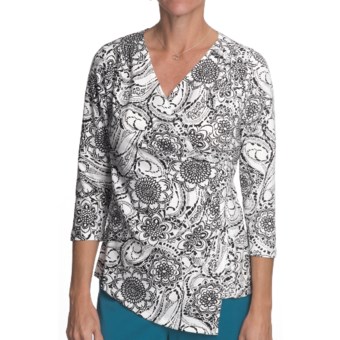Nomadic Traders Asymmetric Shirt - 3/4 Sleeve (For Women) in Black/White Sundial