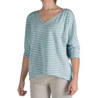 Nomadic Traders Heather Stripe Shirt - 3/4 Sleeve  (For Women) in Seamist