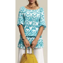 Nomadic Traders Ikat Beachcomber Blouson Tunic Shirt- 3/4 Sleeve (For Women) in Caribbean - Closeouts