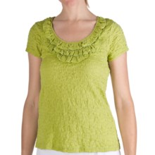 Nomadic Traders Puckered Frilly Neck Shirt - Short Sleeve (For Women) in Citron - Closeouts
