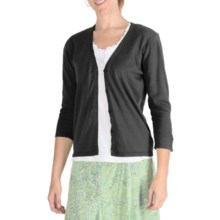 Nomadic Traders Ribbon Trim Cardigan Sweater - Cotton, 3/4 Sleeve (For Women) in Black - Closeouts
