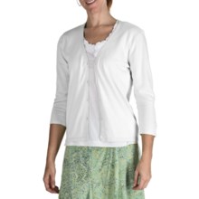 Nomadic Traders Ribbon Trim Cardigan Sweater - Cotton, 3/4 Sleeve (For Women) in White - Closeouts