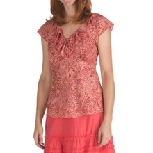 Nomadic Traders Ruffled Chiffon Shirt - Short Sleeve (For Women) in Coral Reef Batik - Closeouts