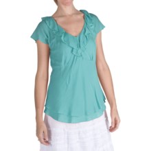 Nomadic Traders Ruffled Chiffon Shirt - Short Sleeve (For Women) in Seamist Marble - Closeouts
