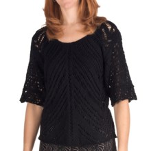 Nomadic Traders Textured Breezy Sweater - 3/4 Sleeve (For Women) in Black - Closeouts