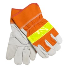 North American Trading Deerskin Gloves with Reflective Strip (For Men and Women) in Blaze Orange - Closeouts