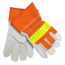 North American Trading Deerskin Gloves with Reflective Strip - Insulated (For Men and Women) in Blaze Orange - Closeouts