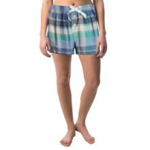 Northwest Blue Lounge Shorts - Lightweight Cotton (For Women) in Blue Plaid - Closeouts