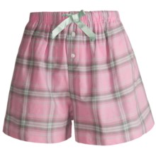 Northwest Blue Lounge Shorts - Lightweight Cotton (For Women) in Light Pink Plaid - Closeouts