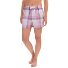 Northwest Blue Lounge Shorts - Lightweight Cotton (For Women) in Pink Plaid - Closeouts