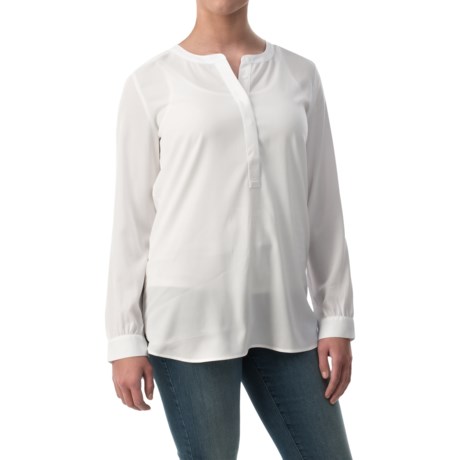 NYDJ Woven Henley Tunic Shirt Long Sleeve For Women