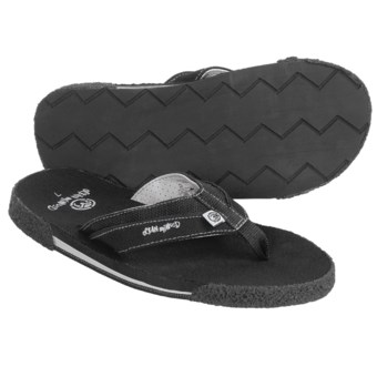 Ocean Minded Long Brothers II Sandals - Leather-Hemp-Recycled Materials, Flip-Flops(For Men) in Black