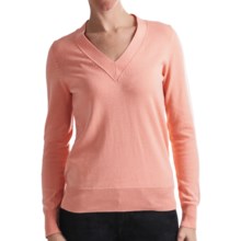 Odeon by Belford Combed Cotton Sweater - V-Neck (For Women) in Salmon - Closeouts