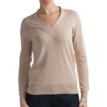 Odeon by Belford Combed Cotton Sweater - V-Neck (For Women) in Stone - Closeouts