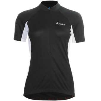 Odlo Zoom Cycling Jersey - UPF 30+, Zip Neck, Short Sleeve (For Women) in Black/White