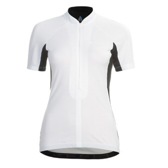 Odlo Zoom Cycling Jersey - UPF 30+, Zip Neck, Short Sleeve (For Women) in White/Black