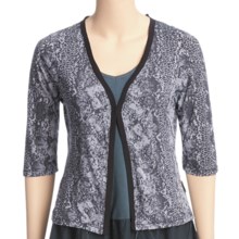 Ojai Burnout Cardigan Shirt - 3/4 Sleeve (For Women) in Black - Closeouts