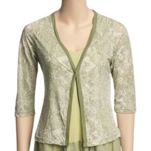 Ojai Burnout Cardigan Shirt - 3/4 Sleeve (For Women) in Sage - Closeouts