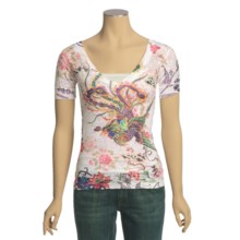 Ojai Burnout V-Neck Shirt - Short Sleeve (For Women) in Coral - Closeouts