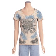 Ojai Tie-Dye V-Neck Shirt - Short Sleeve (For Women) in Taupe - Closeouts