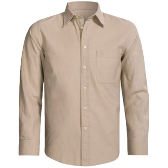 Old Taylor Sport Shirt - Cotton-Linen, Point Collar, Long Sleeve (For Men) in Beige