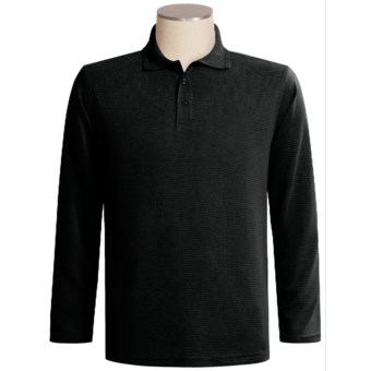 Oleg Cassini Ottoman Polo Shirt - Silk-Cotton, Long Sleeve (For Men) in Black