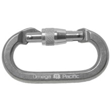 Omega Pacific Flat-Sided Oval Screw-Lock Carabiner in Polished Silver - Closeouts