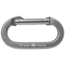Omega Pacific Flat-Sided Oval Straight Carabiner in Polished Silver - Closeouts