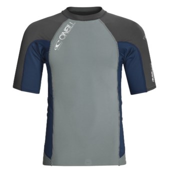 O'Neill Thinskins Superlite Rash Guard Shirt - UPF 50+, Short Sleeve (For Men) in Metallic/Graphite/Fathom Blue