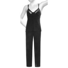 OnGossamer Whisper Knit Pajamas - Sheer Insets, Shoulder Straps (For Women) in Black - Closeouts