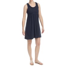 Open-Back Jersey Knit Dress - Ruffle Scoop Neck, Sleeveless (For Women) in Navy - 2nds