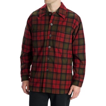 Options Log Cabin Plaid Shirt Jacket - Wool, Long Sleeve (For Men) in Red/Black