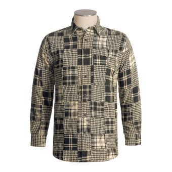 Orvis Midnight Plaid Patched Shirt - Long Sleeve (For Men) in Black
