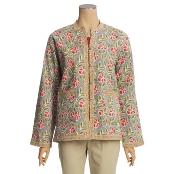 Orvis Reversible Printed Patch Pocket Jacket - Cotton (For Women) in Slate Floral/Tan Floral