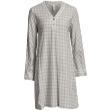 Oscar de la Renta Modern Comfort Flannel Night Shirt - Long Sleeve (For Women) in Heather Grey - Closeouts