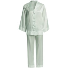 Oscar de la Renta Pink Label Romantic Dreams Pajamas - Long Sleeve (For Women) in Mint Cream - Closeouts