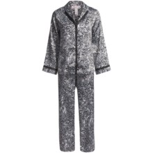 Oscar de la Renta Pink Label Zahara Nights Pajamas - Long Sleeve (For Women) in Black Print - Closeouts